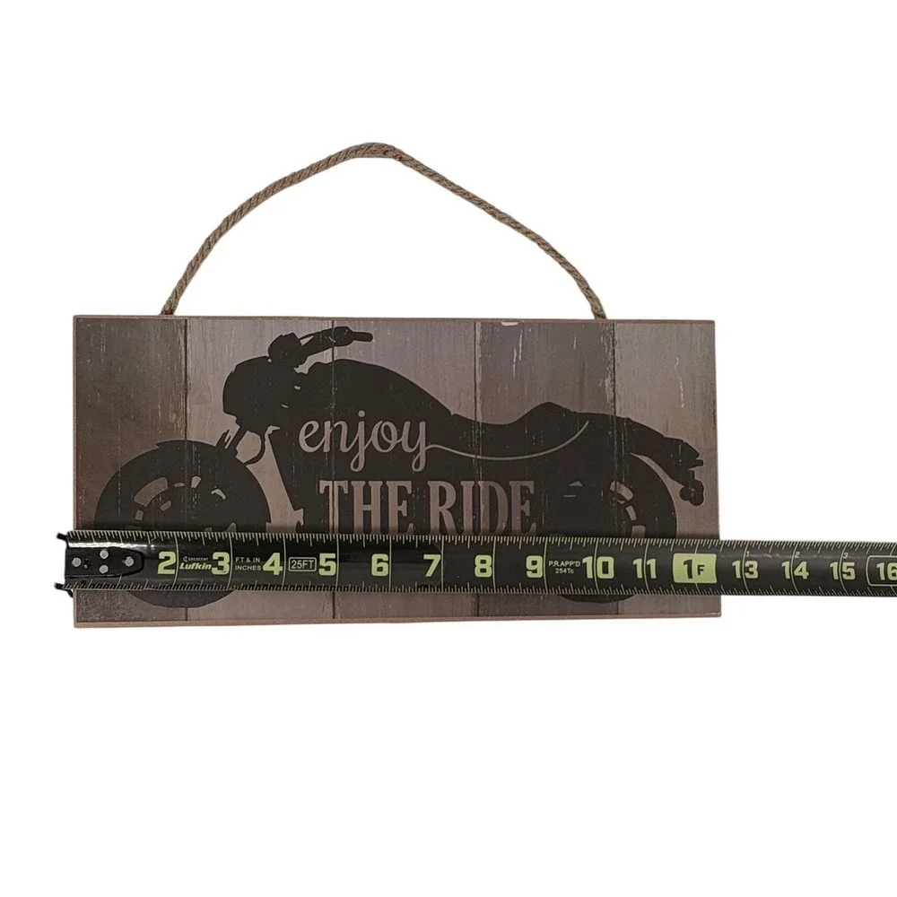 Unbranded Motorcycle Wall Sign Unisex OS Grey Excellent Enjoy The Ride Rustic